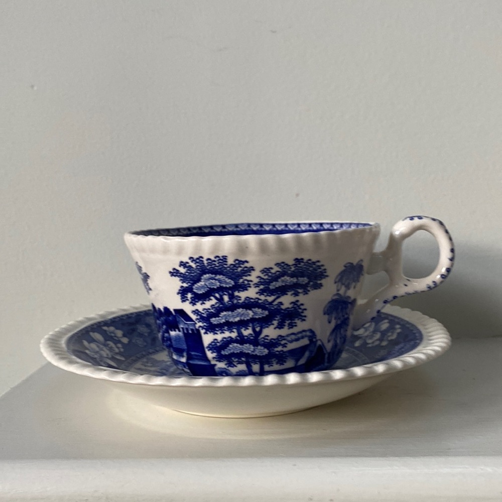 Vintage Spode Blue Tower tea cup and saucer